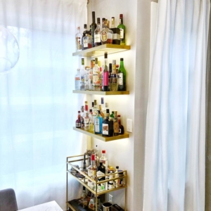 Sliding bar shelves with Led lights