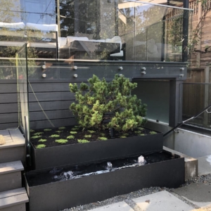 Powder coated Planter boxes and Pond